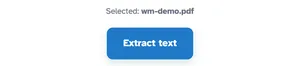 Selected: wm-demo.pdf above the blue Extract text button