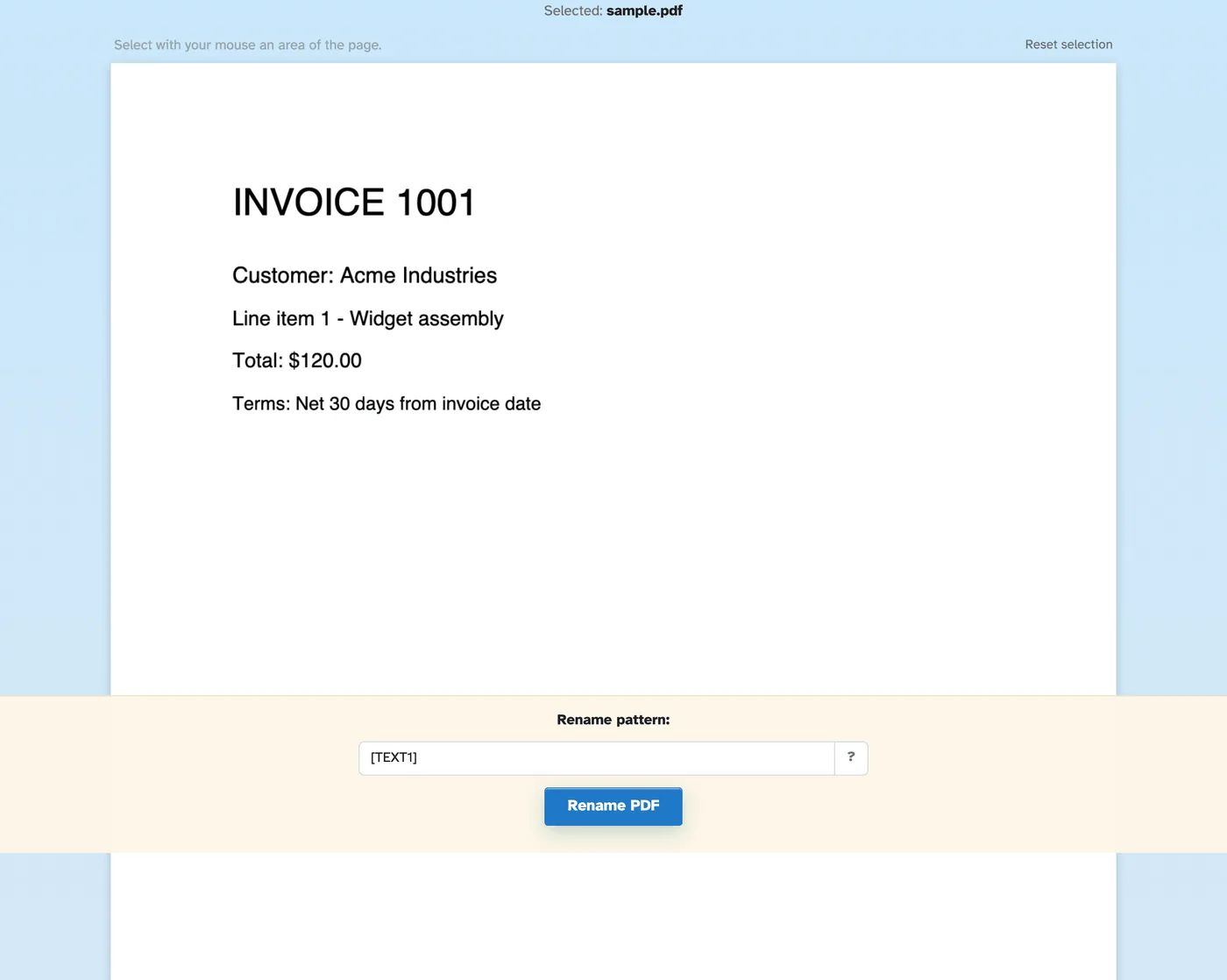 Omdøb arbejdsområdet med rapportsiden, boksen Omdøb mønster med [TEXT]-tokenet, mønsterhjælpen popover og