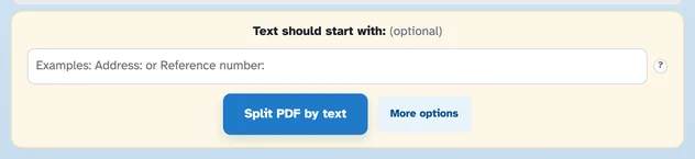 텍스트로 PDF 분할 버튼과